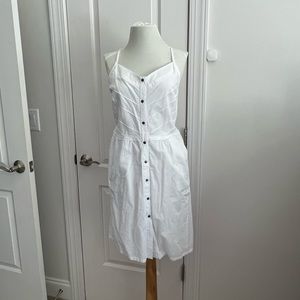 White cotton casual sundress with pockets
